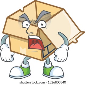 Angry cardboard open in the cartoon shape