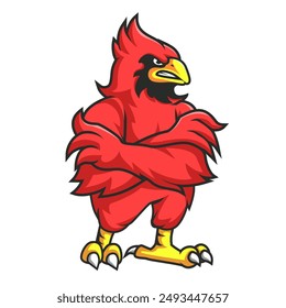 Angry cardinal bird cartoon of illustration