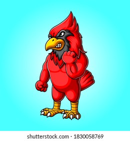 Angry cardinal bird mascot logo design of illustration