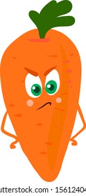 Angry carrot, illustration, vector on white background