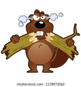 Angry Cartoon Beaver Character Illustration