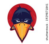 angry cartoon bird in a badge vector illustration