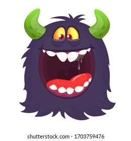 Angry cartoon black monster screaming. Yelling angry monster expression. Halloween vector illustration