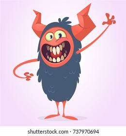 Angry cartoon black monster screaming. Yelling angry monster expression. Halloween character. Vector illustrations.