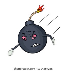 Angry cartoon bomb