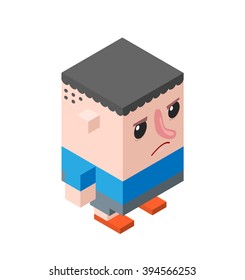 Angry Cartoon Boy on White Background. Isolated Vector Elements.