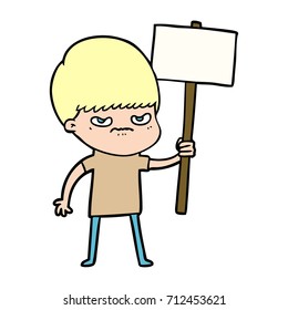 niño de caricatura furioso protestando