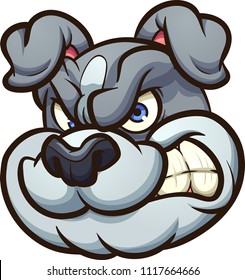 Angry cartoon bulldog head. Vector clip art illustration with simple gradients. All in a single layer. 
