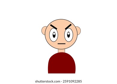 Angry Cartoon Character Illustration with Furrowed Brow and Intense Expression. avatar boy.