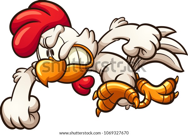 Angry Cartoon Chicken Throwing Punch Vector Stock Vector (Royalty Free ...