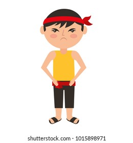angry cartoon chinese man standing