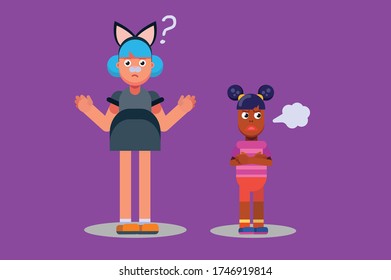 Angry cartoon classic Halloween characters. Simple character vector illustration.