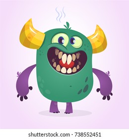 Angry cartoon cute monster. Vector monster character