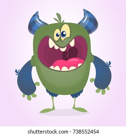 Angry cartoon cute monster. Vector monster character
