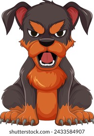 Angry cartoon dog with a menacing expression.