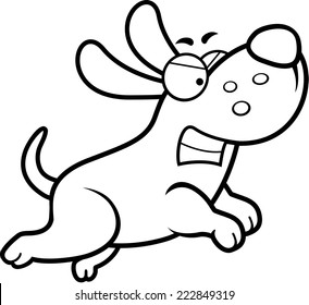 An Angry Cartoon Dog Running And Growling.