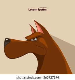 angry cartoon dog silhouette, profile view, vector illustration