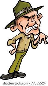 Angry cartoon drill sergeant. Isolated on white