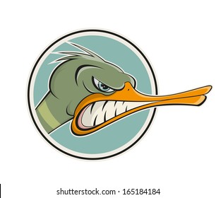 angry cartoon duck