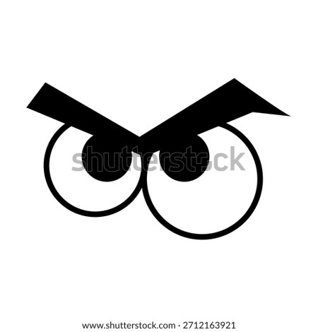 Angry Cartoon Eyes Expression – Bold Black and White Emoji Face Illustration with Sharp Eyebrows