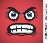 Angry cartoon face. Aggressive emotion