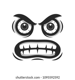 Angry cartoon face. Aggressive emotion