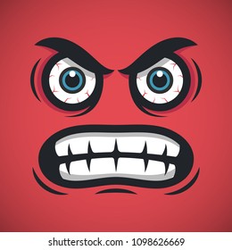 Angry cartoon face. Aggressive emotion