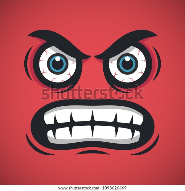 Angry Cartoon Face Aggressive Emotion Stock Vector Royalty Free