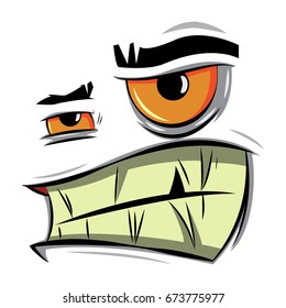 Angry cartoon face. Vector illustration of emotion of aggression, irritation and discontent.