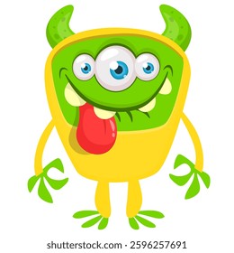 Angry cartoon flying monster with funny face. Halloween vector illustration. For package or party decoration