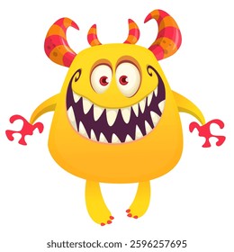 Angry cartoon flying monster with funny face. Halloween vector illustration. For package or party decoration