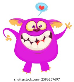 Angry cartoon flying monster with funny face. Halloween vector illustration. For package or party decoration