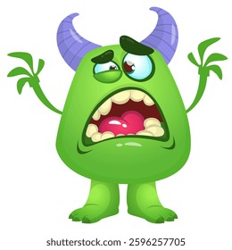 Angry cartoon flying monster with funny face. Halloween vector illustration. For package or party decoration