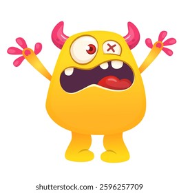 Angry cartoon flying monster with funny face. Halloween vector illustration. For package or party decoration
