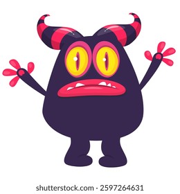 Angry cartoon flying monster with funny face. Halloween vector illustration. For package or party decoration