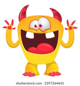 Angry cartoon flying monster with funny face. Halloween vector illustration. For package or party decoration