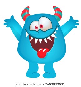 Angry cartoon flying monster with funny face. Halloween vector illustration. For package or party decoration