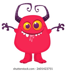 Angry cartoon flying monster with funny face. Halloween vector illustration. For package or party decoration