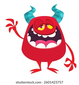 Angry cartoon flying monster with funny face. Halloween vector illustration. For package or party decoration