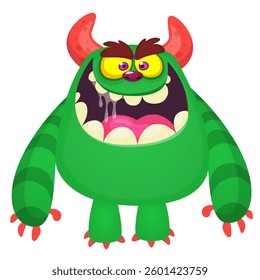 Angry cartoon flying monster with funny face. Halloween vector illustration. For package or party decoration