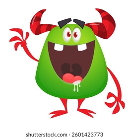 Angry cartoon flying monster with funny face. Halloween vector illustration. For package or party decoration