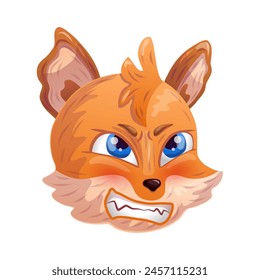 Angry cartoon fox. Anthropomorphic face. Vector illustration.