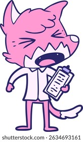 angry cartoon fox in bright neon colors