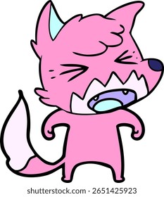 angry cartoon fox in bright neon color