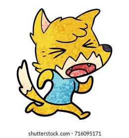 angry cartoon fox running
