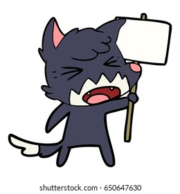 zorro de caricatura enojado con signo 