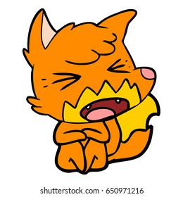 angry cartoon fox sitting on floor