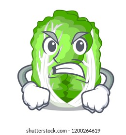 Angry cartoon fresh chinese cabbage vegetable in kitchen