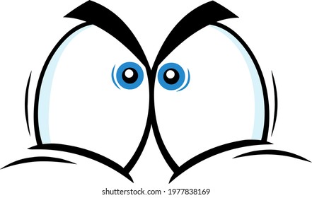 Angry Cartoon Funny Eyes. Vector Hand Drawn Illustration Isolated On Transparent Background