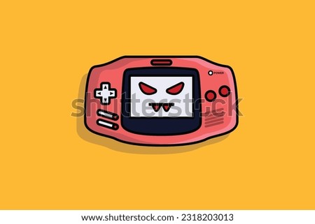 Angry Cartoon Game Console Device vector illustration. Gaming Mascot and technology gaming objects icon concept. Game controller or game console vector design. Gaming mascot logo.